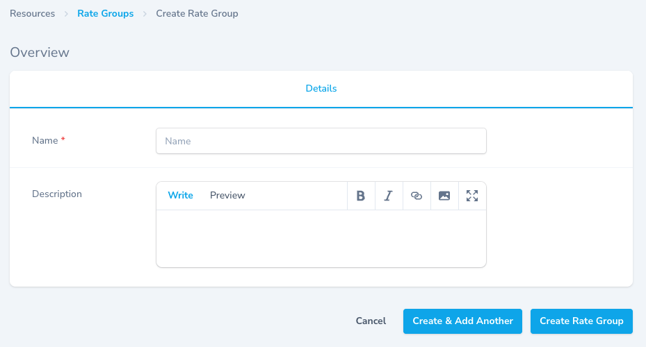 Create Rate Group Form
