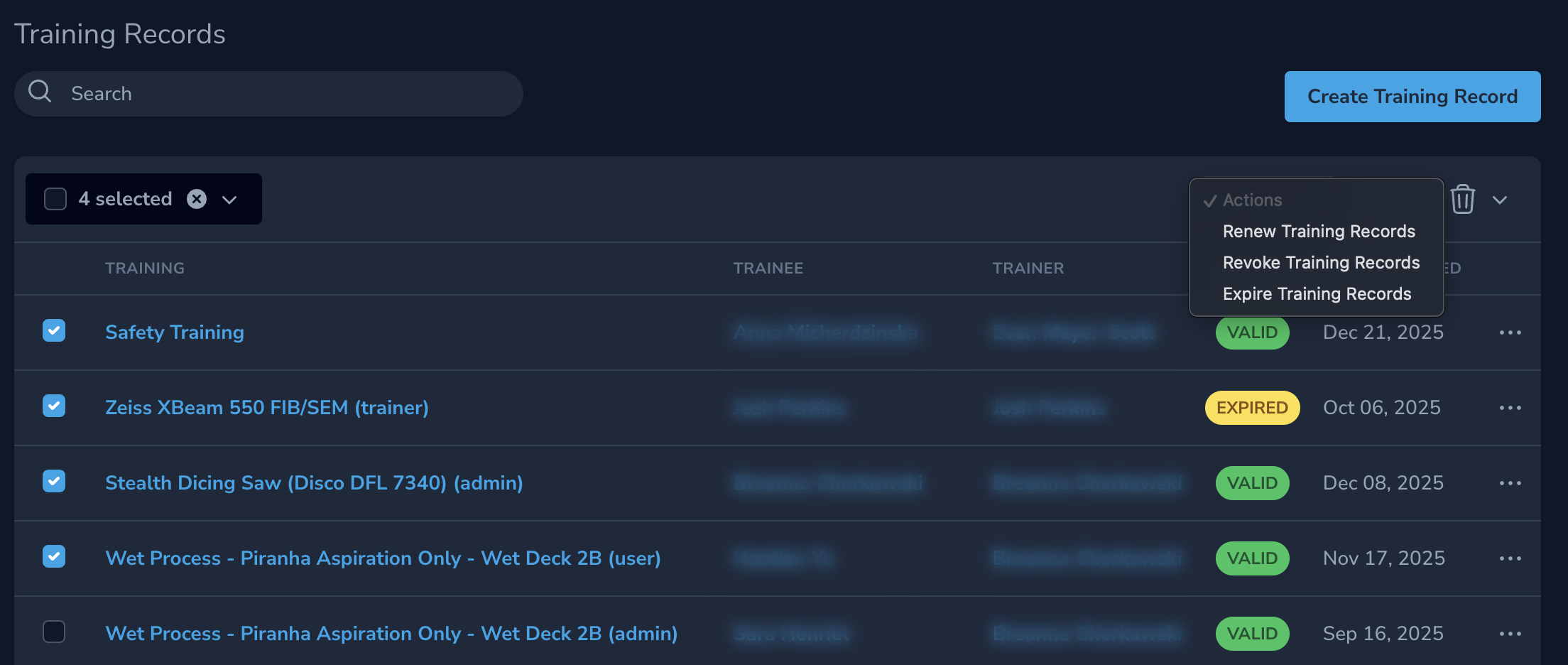 Training Record Detail